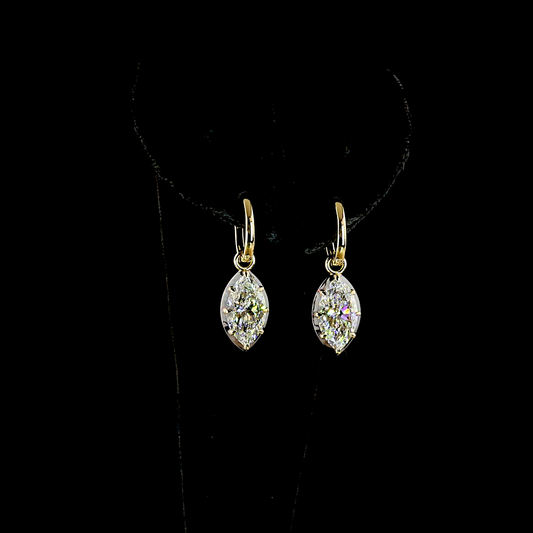 4.04 CTTW Marquise Lab Diamond Hanging Earring (F/E Color and VS1 Clarity)