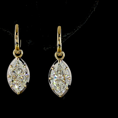4.06 CTTW Marquise Lab Grown Diamond Hanging Earring Size 26.4 (F/E Color and VS1/VVS2 Clarity)