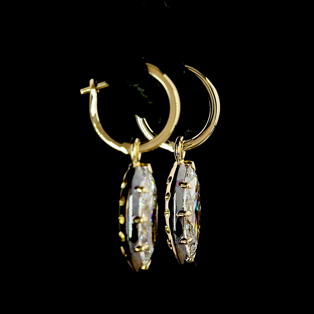 4.06 CTTW Marquise Lab Grown Diamond Hanging Earring Size 26.4 (F/E Color and VS1/VVS2 Clarity)