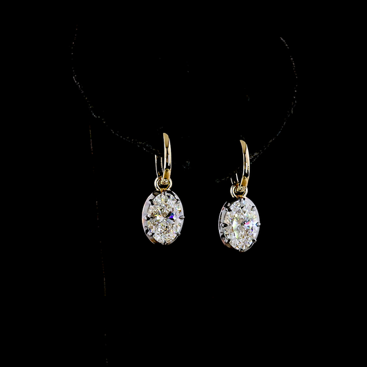4.00 CTTW Oval Lab Diamond Hanging Earring (F Color and VS1/VS2/VVS2 Clarity)