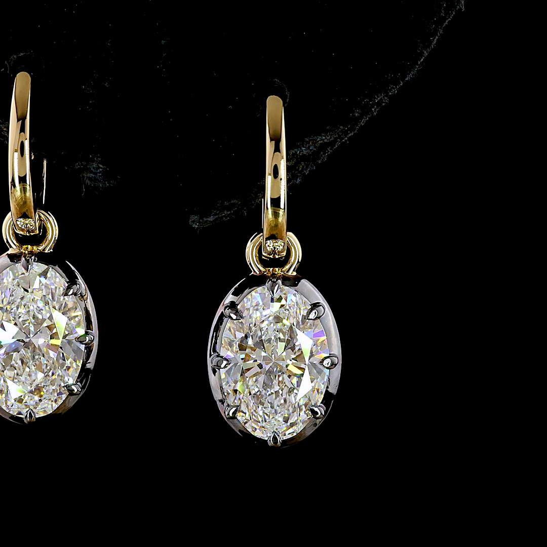 4.00 CTTW Oval Lab Diamond Hanging Earring (F Color and VS1 Clarity)