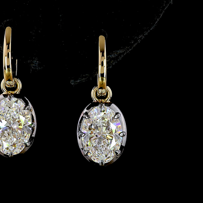 4.00 CTTW Oval Lab Diamond Hanging Earring (F Color and VS1 Clarity)