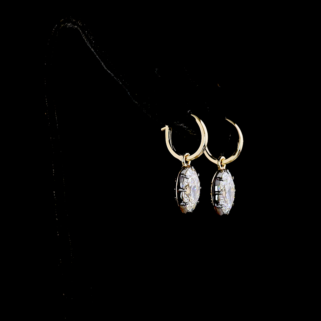 4.00 CTTW Oval Lab Diamond Hanging Earring (F Color and VS1 Clarity)