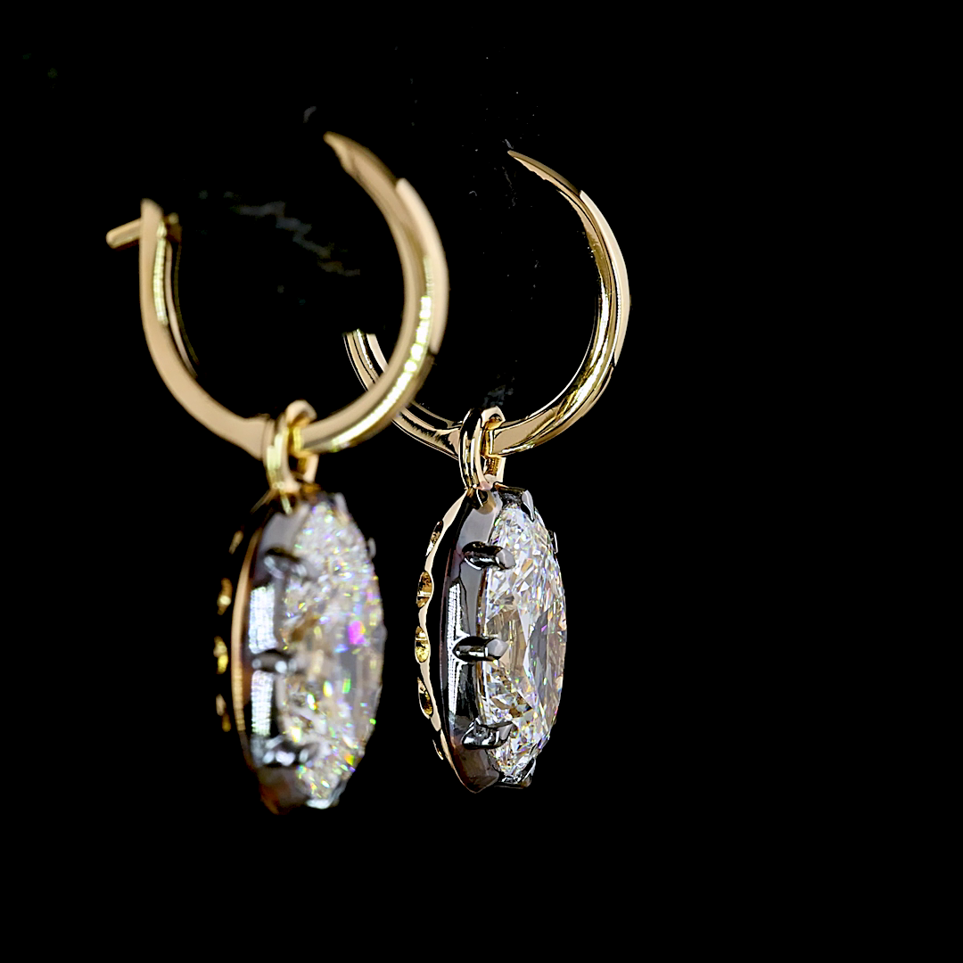 4.00 CTTW Oval Lab Diamond Hanging Earring (F Color and VS1 Clarity)