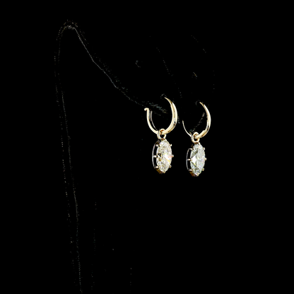 3.01 CTTW Oval Lab Diamond Hanging Earring (F/E Color and VVS2/VS1 Clarity)