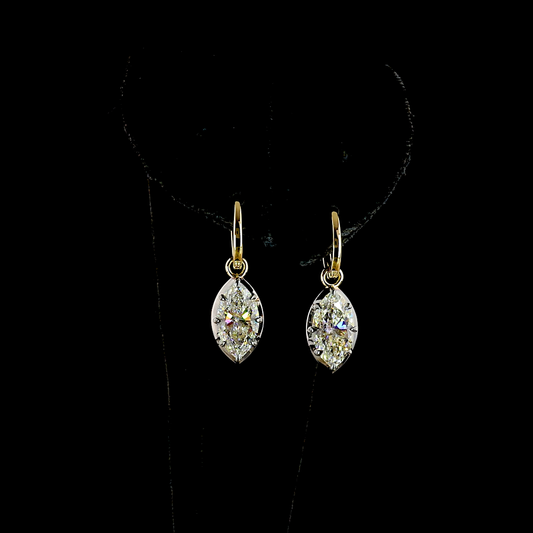 3.01 CTTW Marquise Lab Diamond Hanging Earring (E/F Color and VS1/VVS2 Clarity)