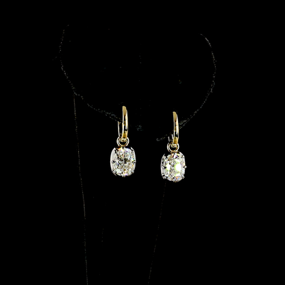 3.06 CTTW Cushion Brilliant Lab Grown Diamond Hanging Earring Size 21.45 (F Color and VS1 Clarity)