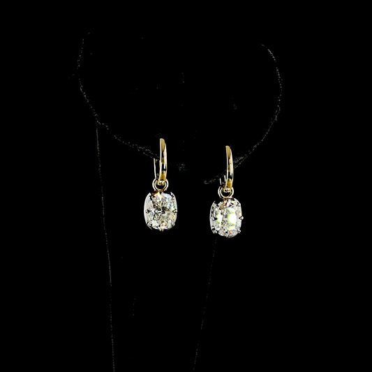 3.06 CTTW Cushion Brilliant Lab Diamond Hanging Earring (F Color and VS1/VS2/VVS2 Clarity)