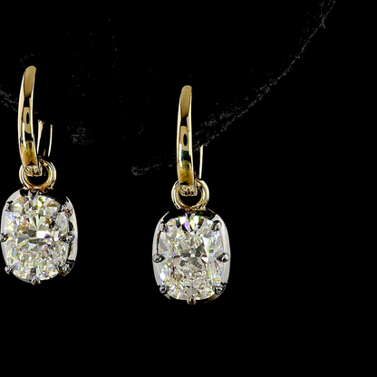 3.06 CTTW Cushion Brilliant Lab Grown Diamond Hanging Earring Size 21.45 (F Color and VS1 Clarity)