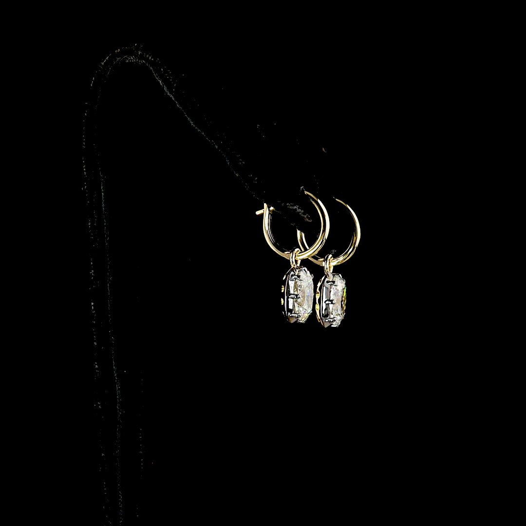 3.06 CTTW Cushion Brilliant Lab Grown Diamond Hanging Earring Size 21.45 (F Color and VS1 Clarity)