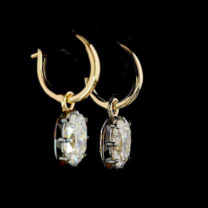 3.06 CTTW Cushion Brilliant Lab Grown Diamond Hanging Earring Size 21.45 (F Color and VS1 Clarity)