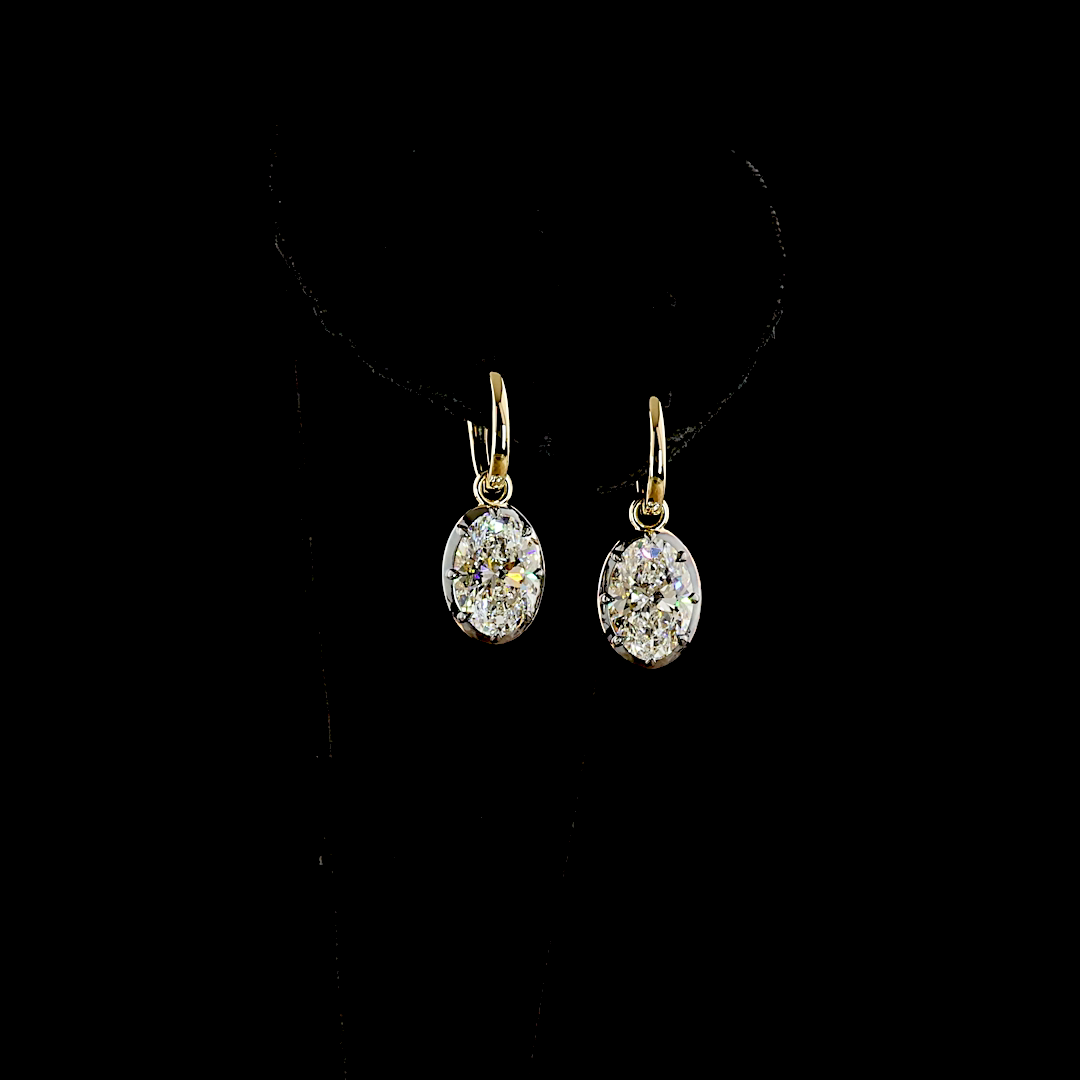 5.08 CTTW Oval Lab Grown Diamond Hanging Earring Size 24.8 (F Color and VVS2 Clarity)