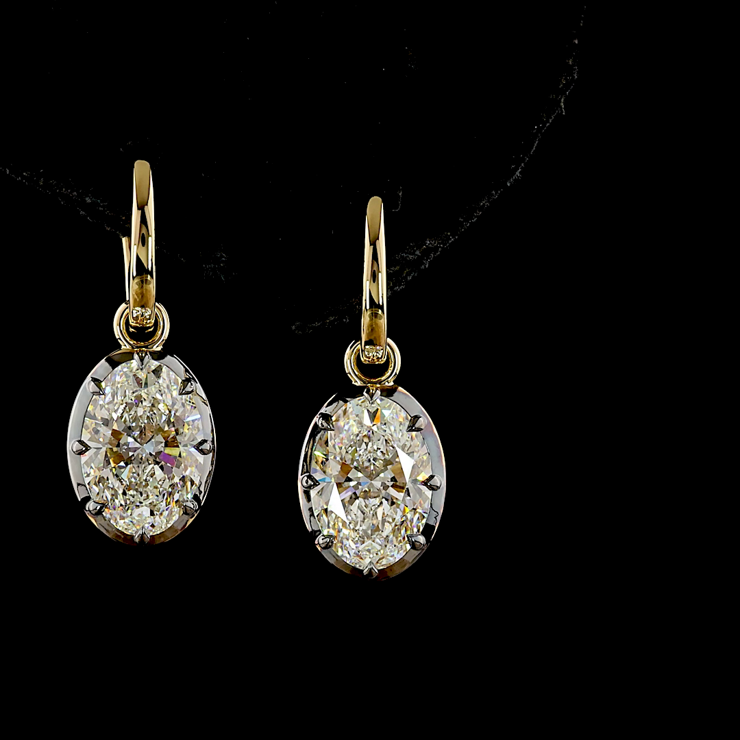 5.08 CTTW Oval Lab Grown Diamond Hanging Earring Size 24.8 (F Color and VVS2 Clarity)