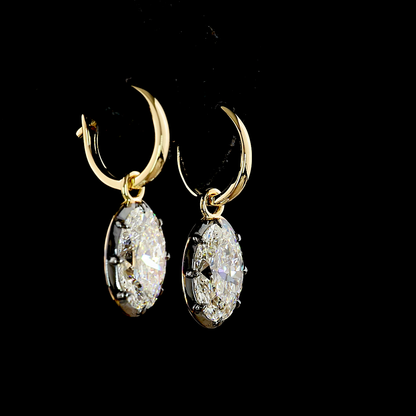 5.08 CTTW Oval Lab Grown Diamond Hanging Earring Size 24.8 (F Color and VVS2 Clarity)