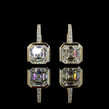 3.09 CTTW Asscher Lab Diamond Hanging Earring (F Color and VVS2 Clarity)