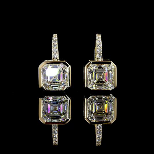3.09 CTTW Asscher Lab Diamond Hanging Earring (F Color and VVS2 Clarity)