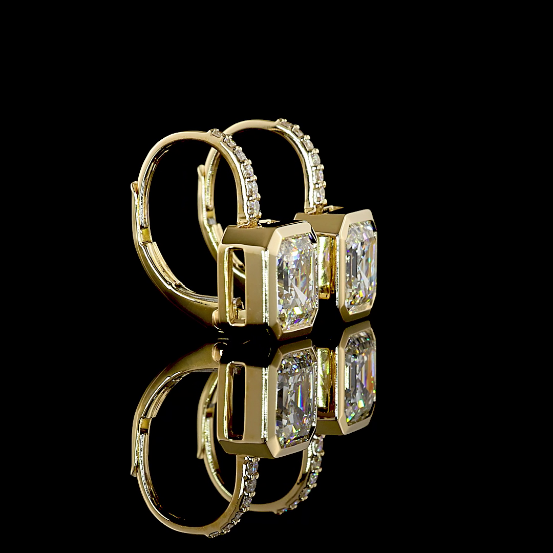 3.09 CTTW Asscher Lab Diamond Hanging Earring (F Color and VVS2 Clarity)