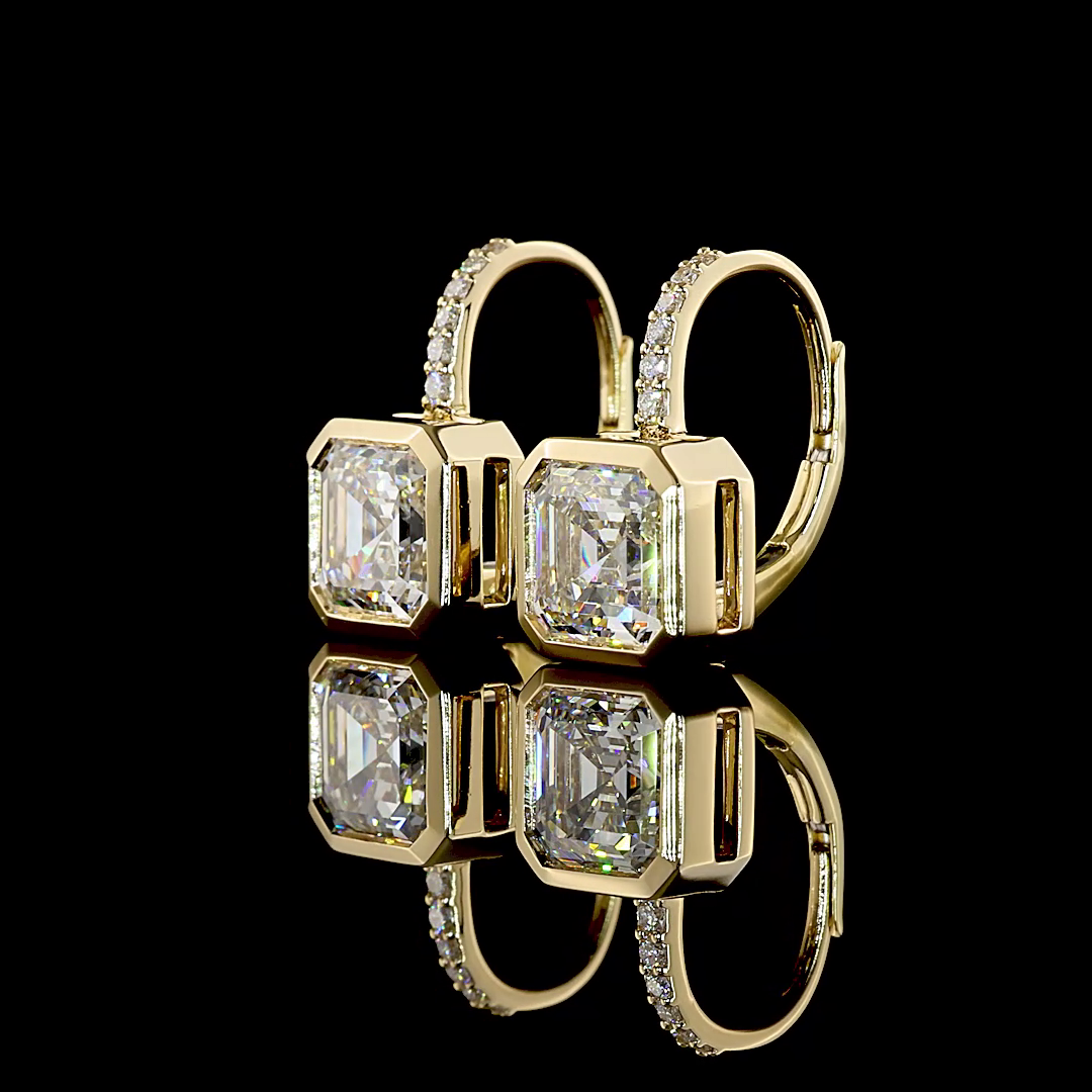 3.09 CTTW Asscher Lab Diamond Hanging Earring (F Color and VVS2 Clarity)