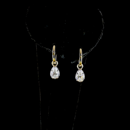 1.08 CTTW Pear Lab Diamond Hanging Earring (E Color and VS1 Clarity)