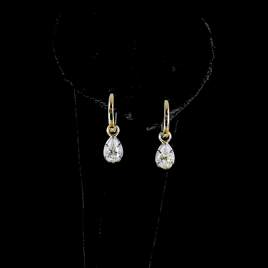 1.03 CTTW Pear Lab Diamond Hanging Earring (E Color and VS1 Clarity)