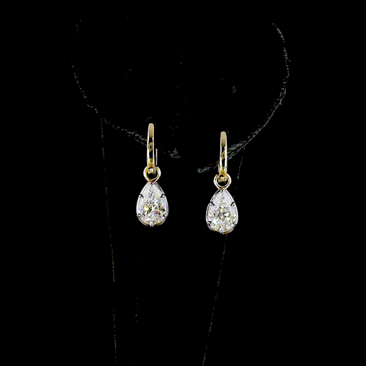 2.04 CTTW Pear Lab Diamond Hanging Earring (E Color and VS1 Clarity)
