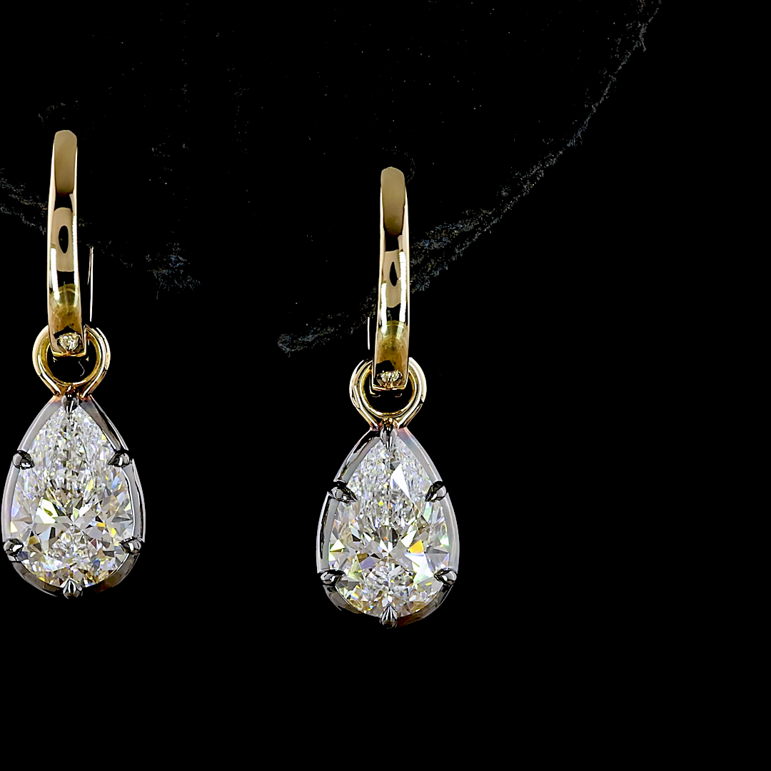 2.04 CTTW Pear Lab Diamond Hanging Earring (E Color and VS1 Clarity)