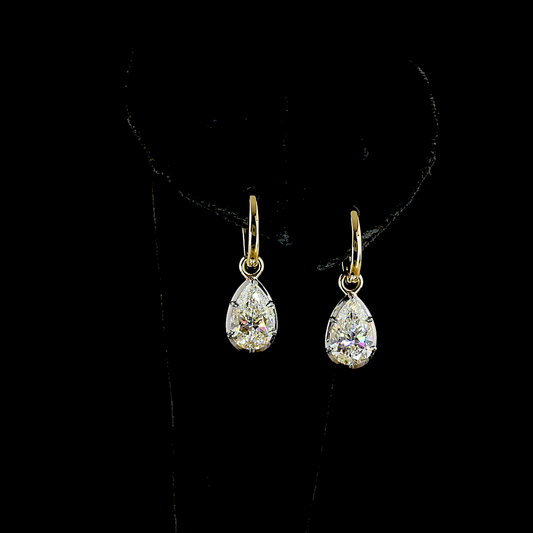 3.00 CTTW Pear Lab Diamond Hanging Earring (E/F Color and VS1/VVS2 Clarity)