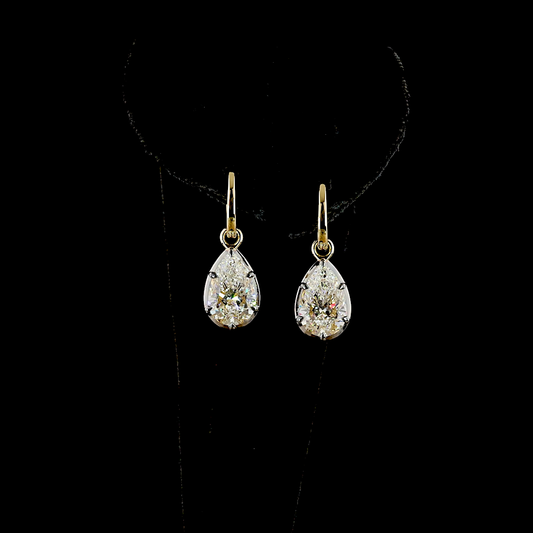 5.02 CTTW Pear Lab Grown Diamond Hanging Earring Size 25.1 (F Color and VS1 Clarity)