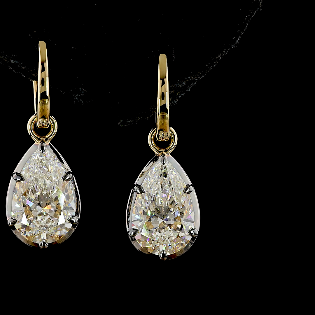 5.02 CTTW Pear Lab Grown Diamond Hanging Earring Size 25.1 (F Color and VS1 Clarity)