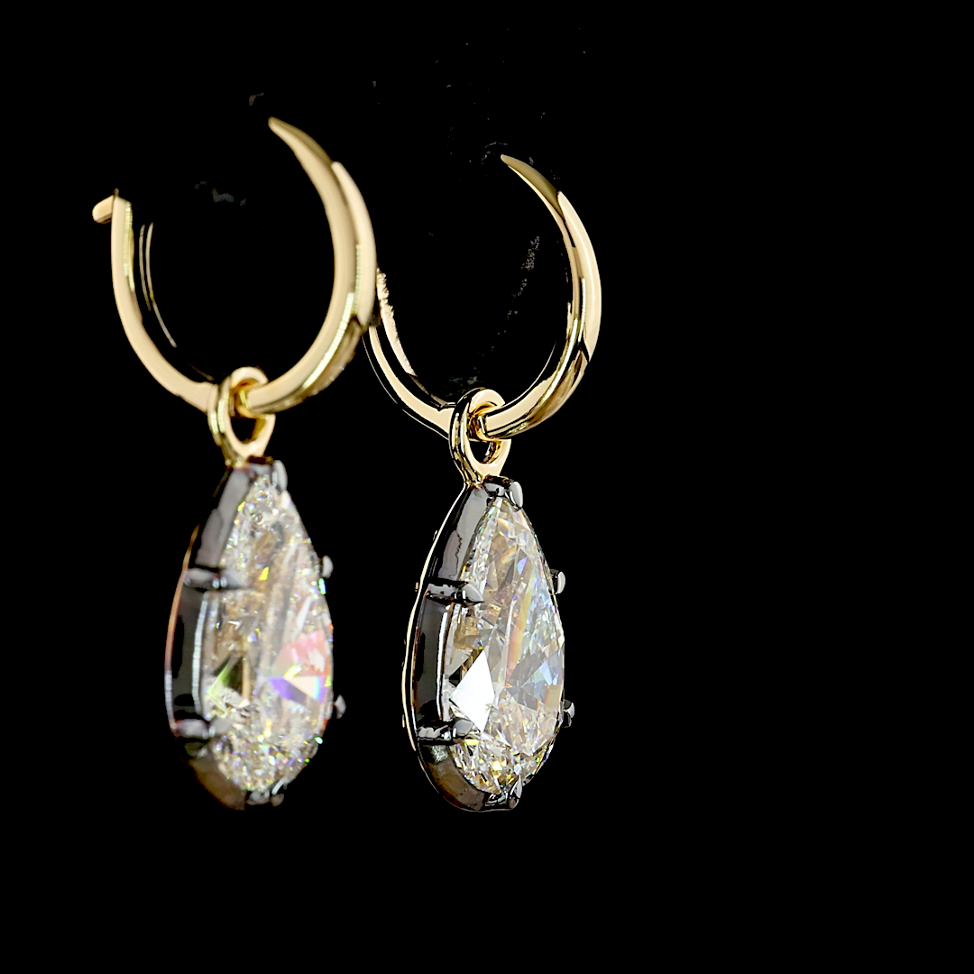 5.02 CTTW Pear Lab Grown Diamond Hanging Earring Size 25.1 (F Color and VS1 Clarity)