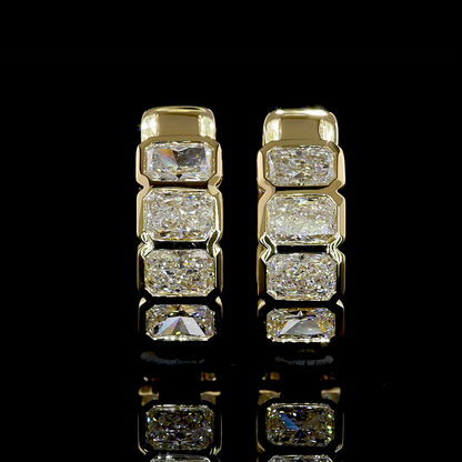 3.08 CTTW Radiant Lab Grown Diamond Huggies Earring 15.8mm (E Color and VS1 Clarity)