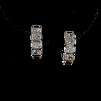 3.16 CTTW Radiant Lab Diamond Huggies Earring (E Color and VS1 Clarity)
