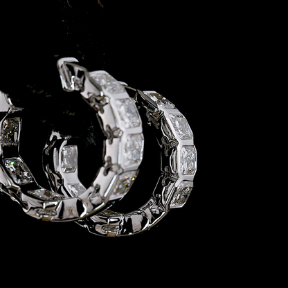3.16 CTTW Radiant Lab Diamond Huggies Earring (E Color and VS1 Clarity)