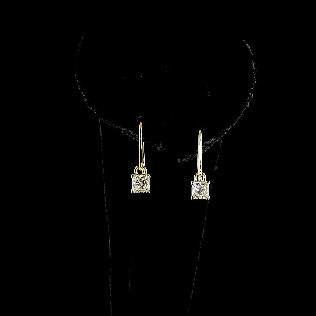 1.03 CTTW Princess Lab Diamond Hanging Earring (E Color and VS1 Clarity)