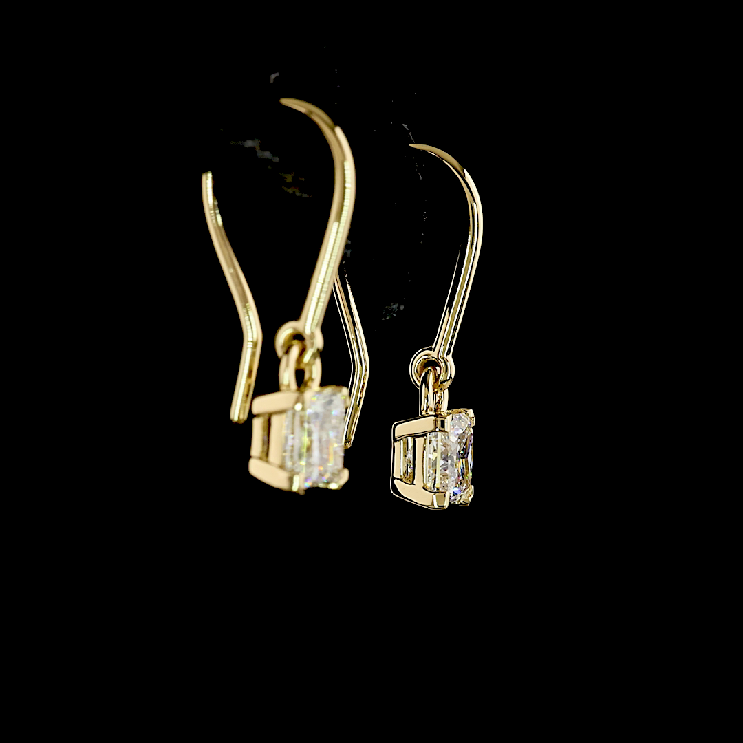 1.03 CTTW Princess Lab Diamond Hanging Earring (E Color and VS1 Clarity)