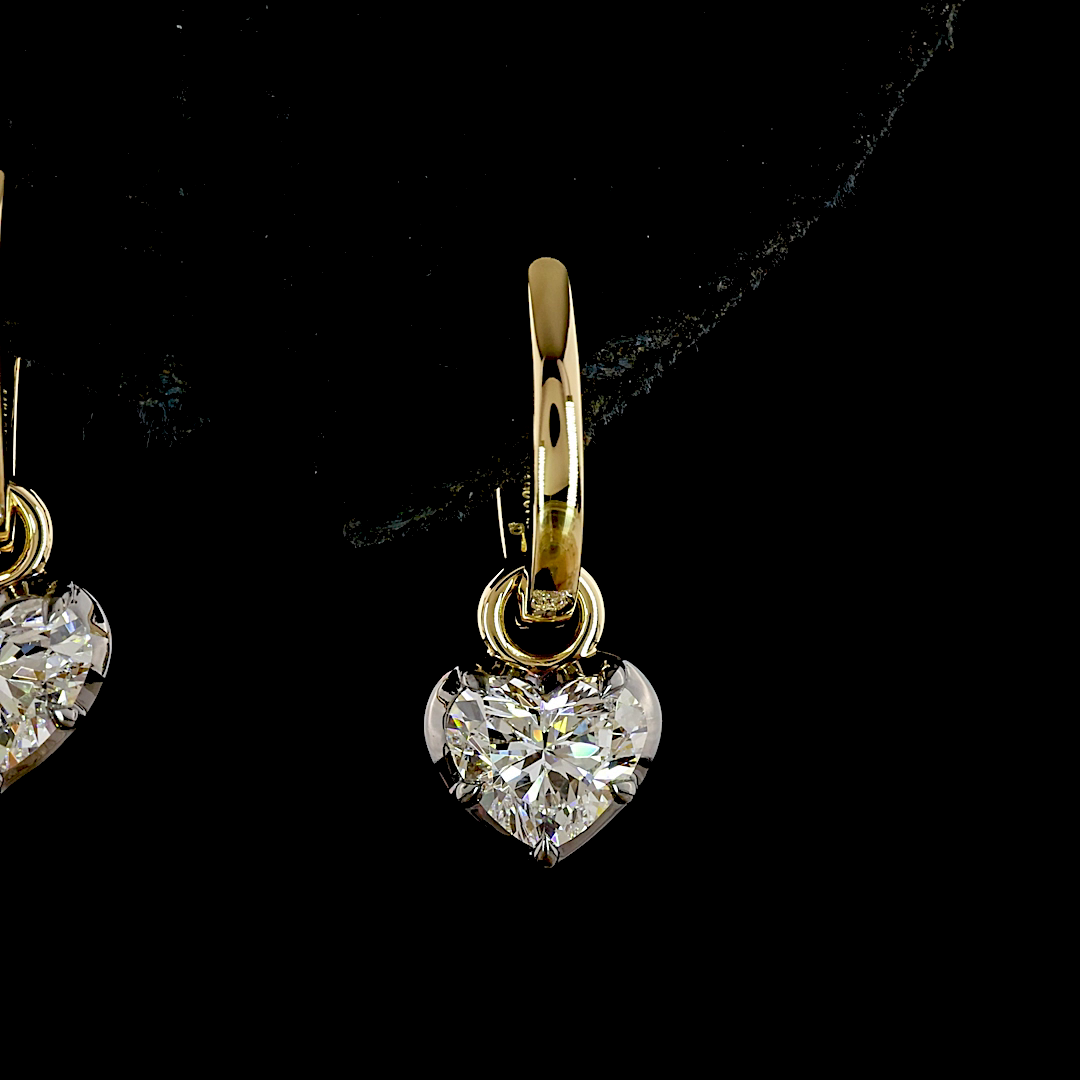 1.07 CTTW Heart Lab Grown Diamond Hanging Earring Size 18.4 (E Color and VS1 Clarity)