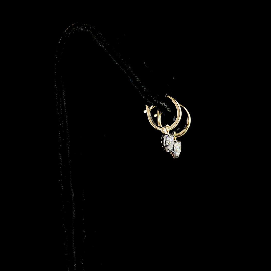 1.07 CTTW Heart Lab Grown Diamond Hanging Earring Size 18.4 (E Color and VS1 Clarity)