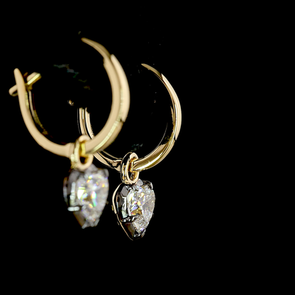 1.07 CTTW Heart Lab Grown Diamond Hanging Earring Size 18.4 (E Color and VS1 Clarity)