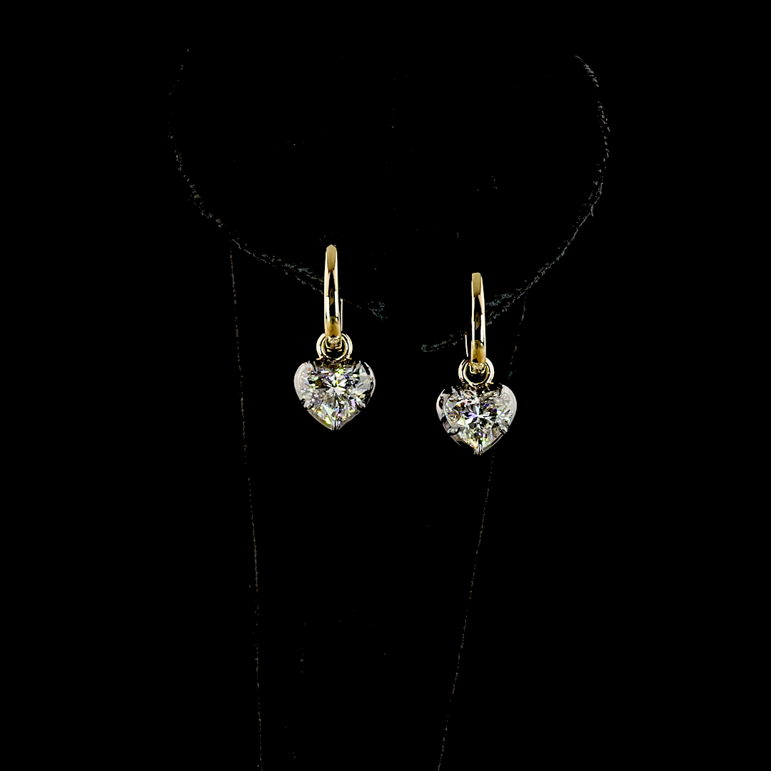 2.08 CTTW Heart Lab Grown Diamond Hanging Earring Size 19.25 (E Color and VS1 Clarity)