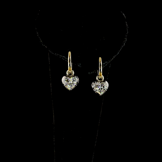 2.04 CTTW Heart Lab Diamond Hanging Earring (F/E Color and VS2/VS1 Clarity)