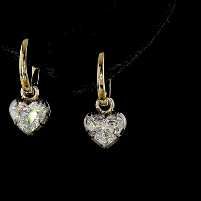 2.08 CTTW Heart Lab Grown Diamond Hanging Earring Size 19.25 (E Color and VS1 Clarity)