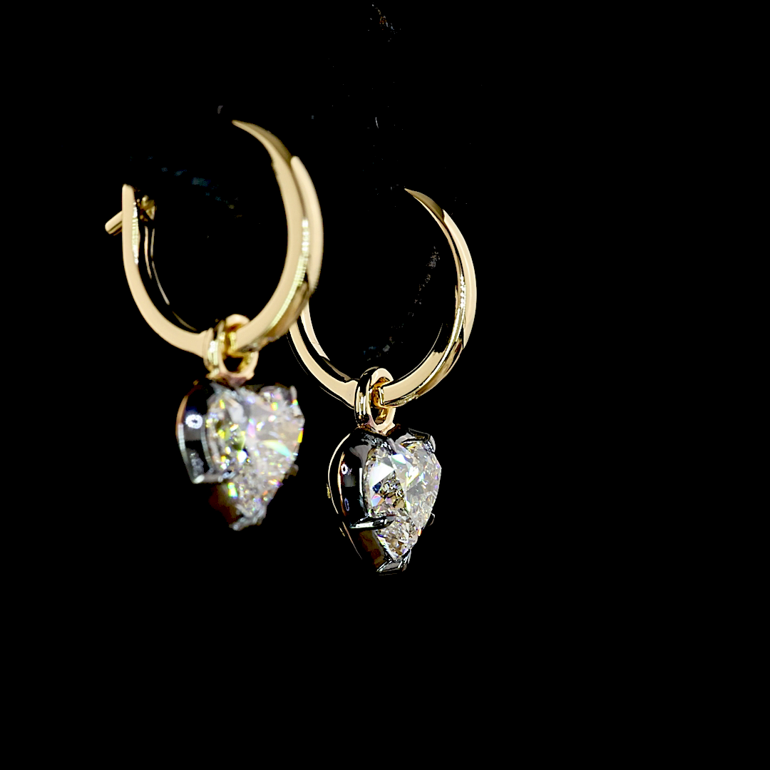 2.08 CTTW Heart Lab Grown Diamond Hanging Earring Size 19.25 (E Color and VS1 Clarity)