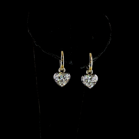 3.10 CTTW Heart Lab Diamond Hanging Earring (E Color and VS1 Clarity)