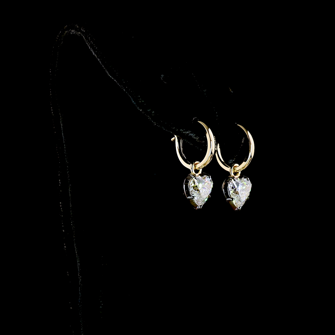 3.10 CTTW Heart Lab Grown Diamond Hanging Earring Size 20 (E Color and VS1 Clarity)