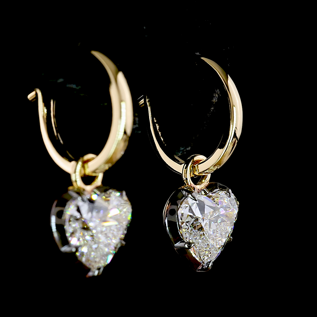3.04 CTTW Heart Lab Grown Diamond Hanging Earring Size 20 (E Color and VS1 Clarity)