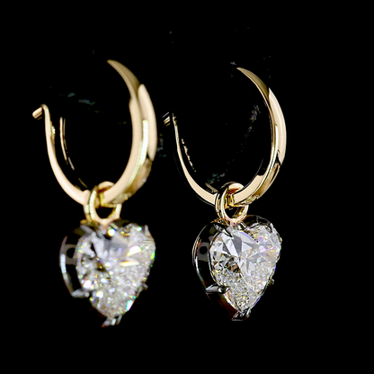 3.04 CTTW Heart Lab Grown Diamond Hanging Earring Size 20 (E Color and VS1 Clarity)