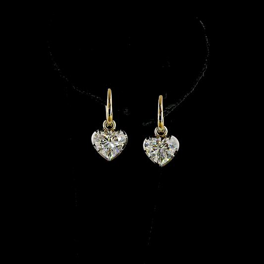 4.11 CTTW Heart Lab Diamond Hanging Earring (E/F Color and VVS2/VS1 Clarity)