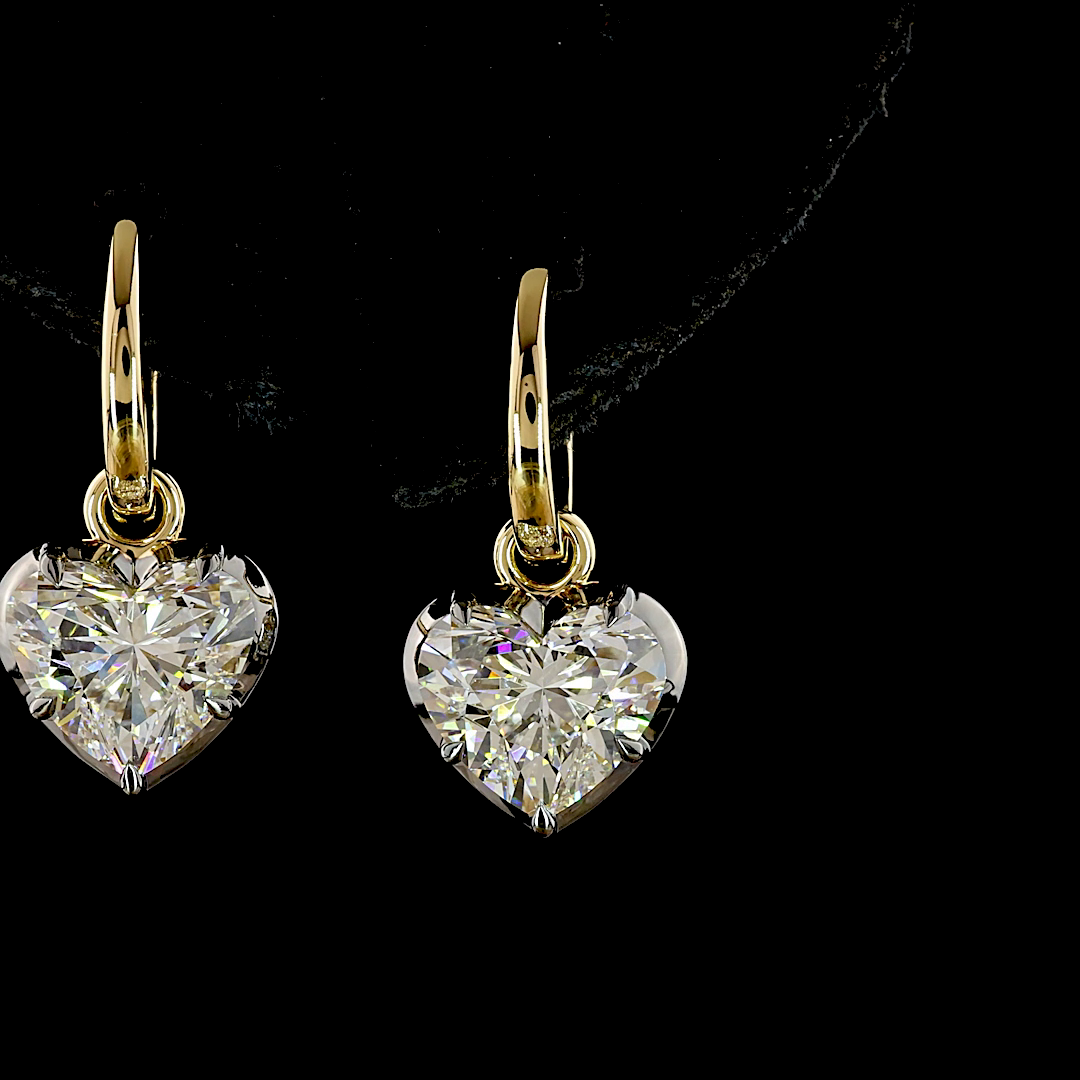 4.11 CTTW Heart Lab Diamond Hanging Earring (E/F Color and VVS2/VS1 Clarity)