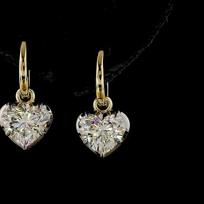 4.11 CTTW Heart Lab Diamond Hanging Earring (E/F Color and VVS2/VS1 Clarity)