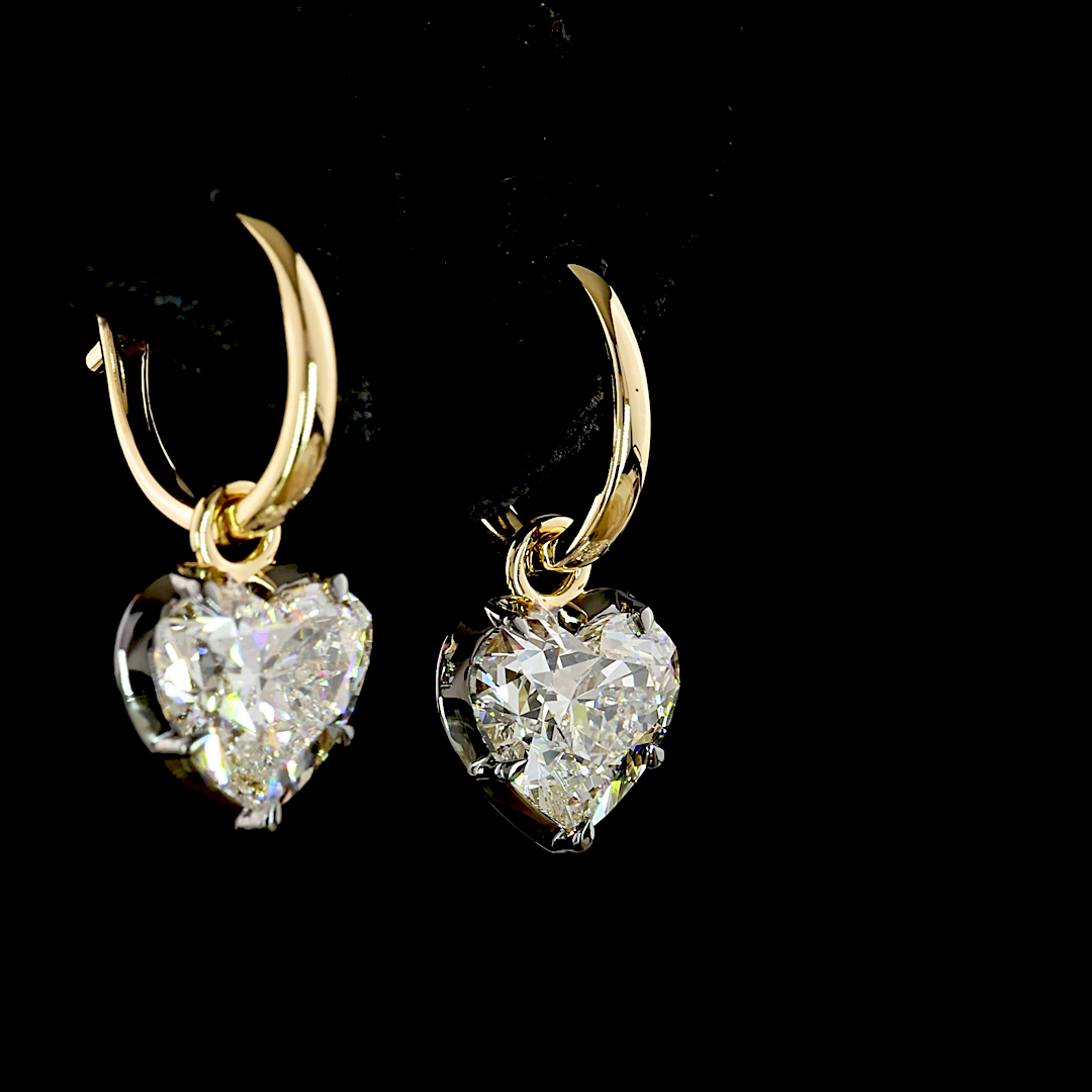 4.11 CTTW Heart Lab Diamond Hanging Earring (E/F Color and VVS2/VS1 Clarity)